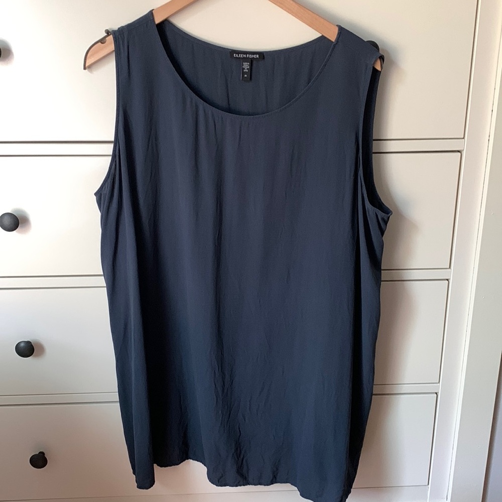 Eileen Fisher Navy Blue Sleeveless Tunic